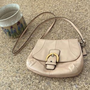 Coach Crossbody Leather Bag Pink Silver Toned Hardware Small Purse